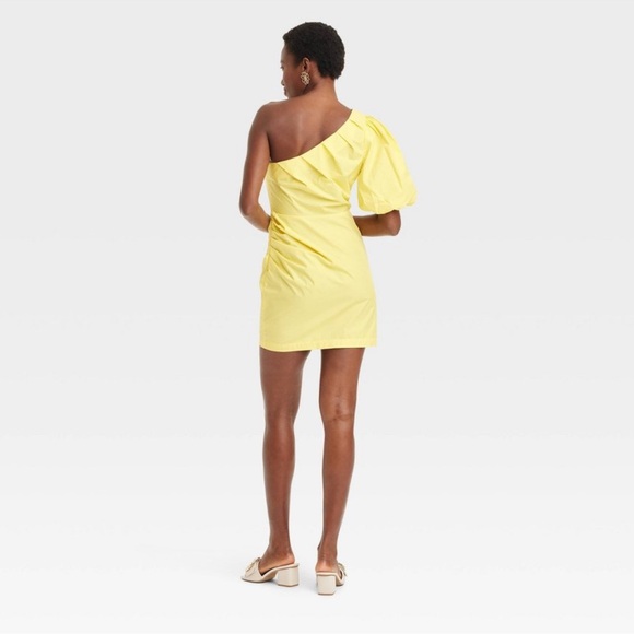 NWT Women's One Shoulder Mini A-Line Dress - A New Day yellow - Picture 3 of 5